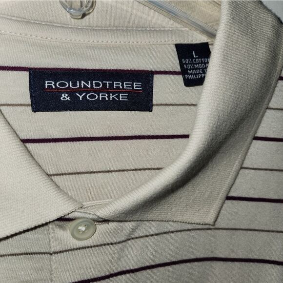 Roundtree & Yorke Striped Polo shirt size Large‎ - Picture 2 of 3